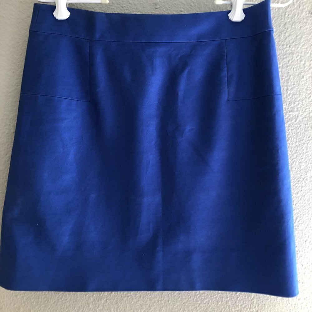 Y2K 12" J. Crew Double Serge Cobalt Blue Lined Pencil Skirt Women's size 4 - NEW - Picture 2 of 10